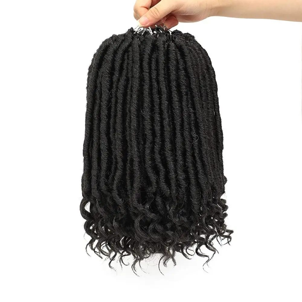 

Kong&Li Goddess Faux Locs Crochet Hair Locs Crochet Braids With Curly Ends Synthetic Braiding Hair 16-20 inch 24 Strands/pcs