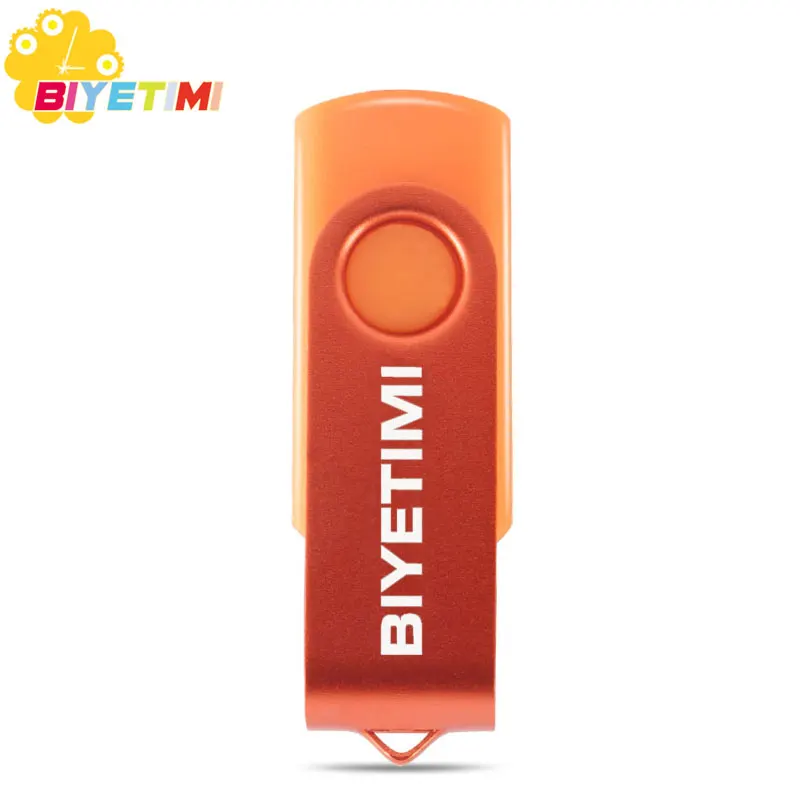 Usb флеш-накопитель Biyetimi объемом 128 ГБ, миниатюрный металлический флеш-накопитель объемом 64 ГБ, 32 ГБ, 16 ГБ, 8 ГБ, флеш-диск usb 2,0, флешка, флешка, флешки - Цвет: orange