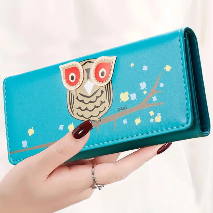 Женские бумажники из искусственной кожи с принтом животных рисунком совы