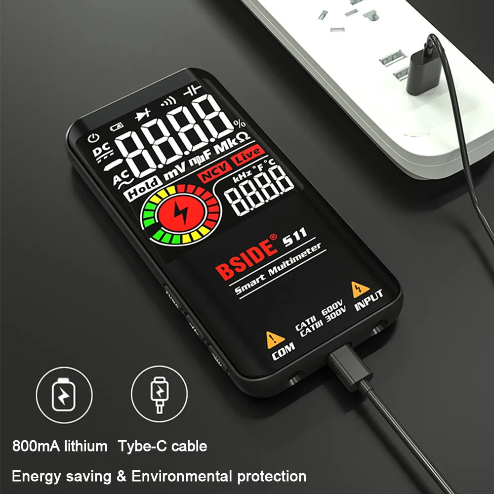 Мультиметр BSIDE S11 с цветным ЖК-дисплеем 9999 отсчетов цифровой мультиметр
