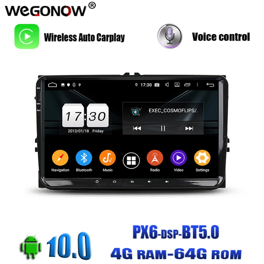 Android 9 0 Восьмиядерный &quot64 Гб rom автомобильный dvd плеер для VW Skoda Polo Passat CC Tiguan Touran