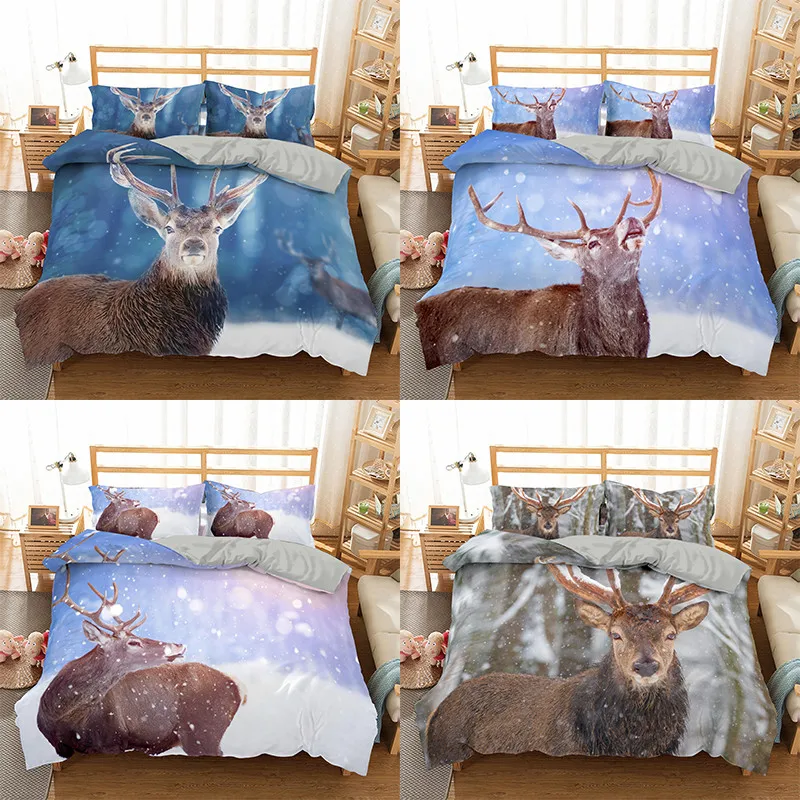 

Cartoon Bedding Set Deer 3D Queen King Size Duvet Cover Sets Creative Comforter Cover 2/3pcs Quilt Covers Pillowcases