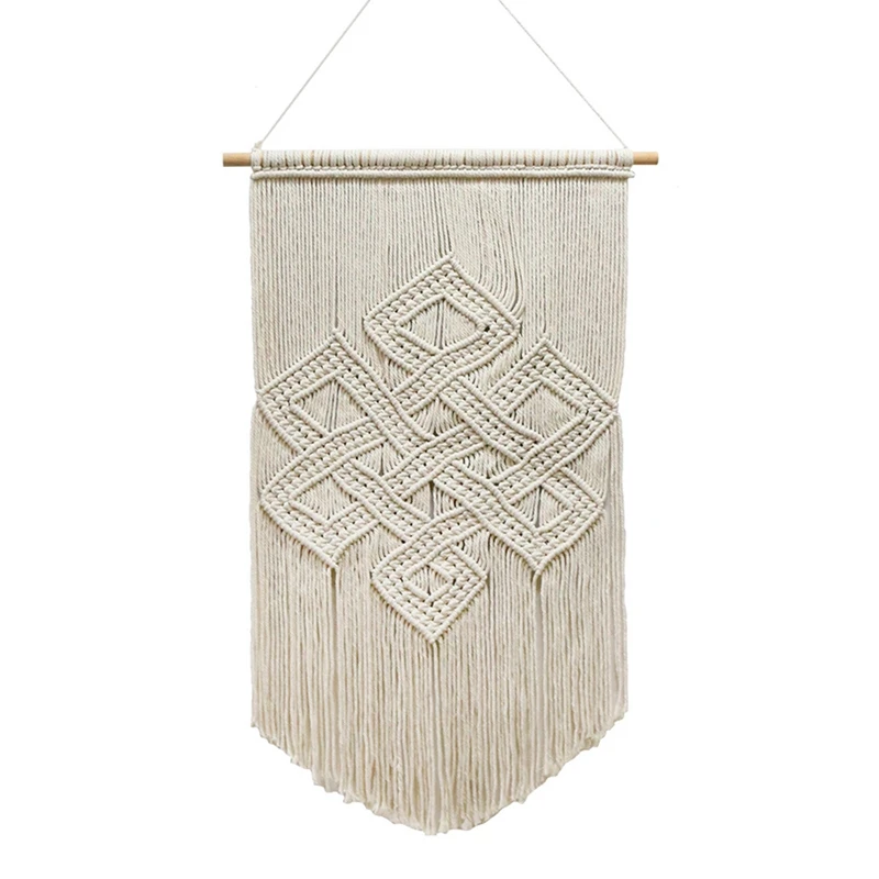 

Hand Woven Macrame Wall Hanging Boho Style Rhombus Tapestry Bohemian Wedding Tapestry For Home Bedroom Decoration