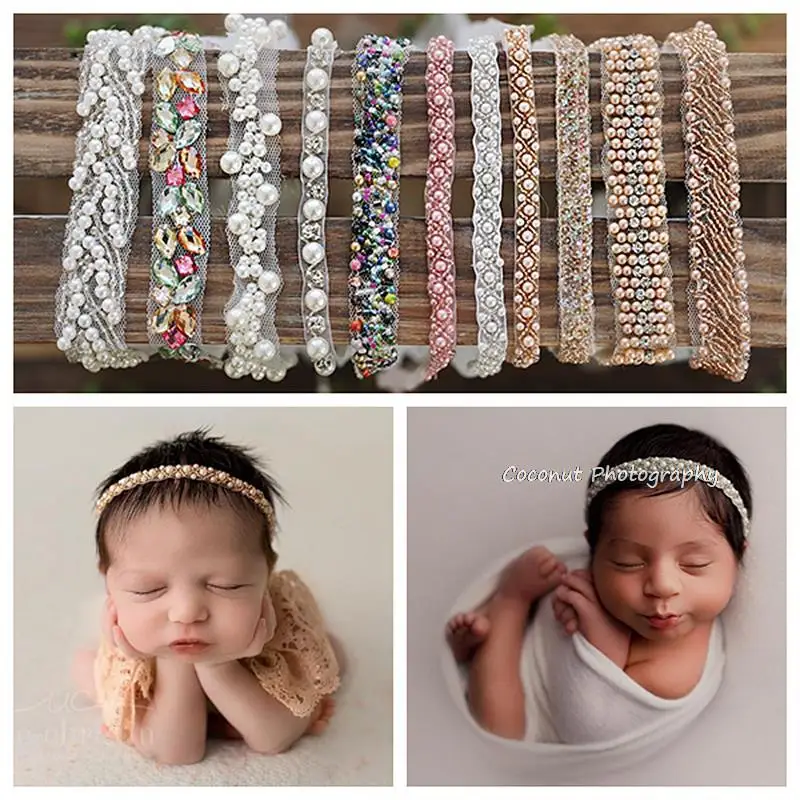 

Coconut newborn photography props Low-key ornate pearl headband hair accessories baby beaded full moon 100 days old Christmas