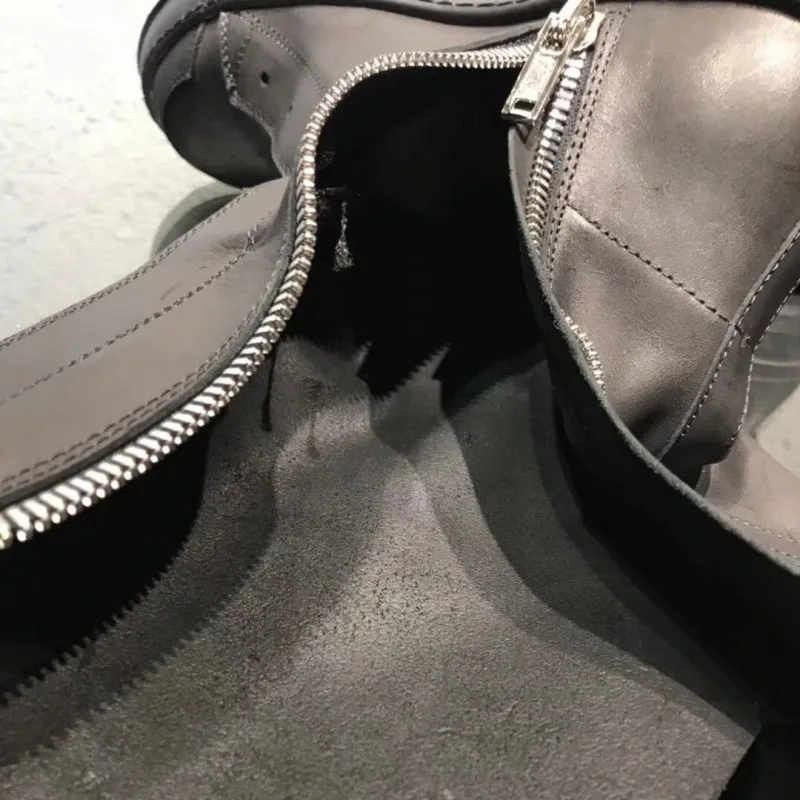 Черные ботинки Мужская обувь из натуральной коровьей кожи высокие на молнии