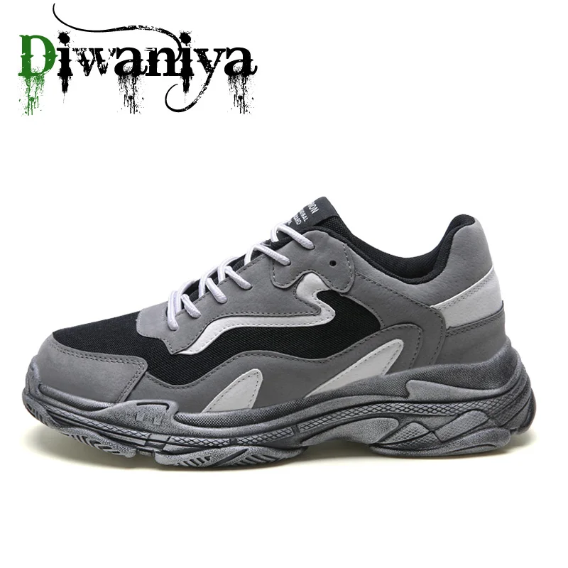 Gray White Diwaniya Four Seasons Youth Fashion Trend Shoes Men Casual Ins Hot Sell Sneakers Men New Colorful Dad Shoes Male Big Size 36-45 - Цвет: Gray White