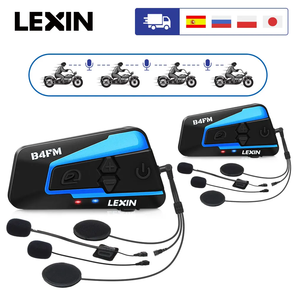 Lexin Bluetooth Moto rcycle домофон 4 подъездных путей Беспроводной Шлемы гарнитуры