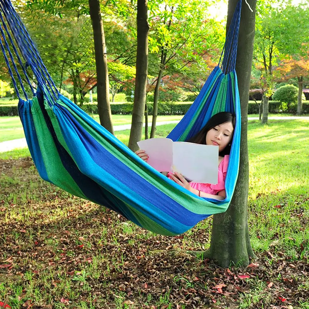 

Outdoor Hammock Portable Garden Patio Yard Outdoor Camping Canvas Hanging Bed Hammock Swing For Swinging Sleeping Resting Tools