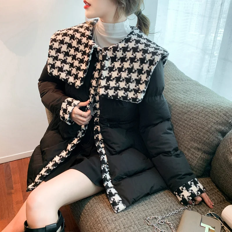 2022 Winter Draw Back Cotton Clothes Female Minority Thicken Down Jacket Korean Version Mid-Length Bread Service Coat enlarge