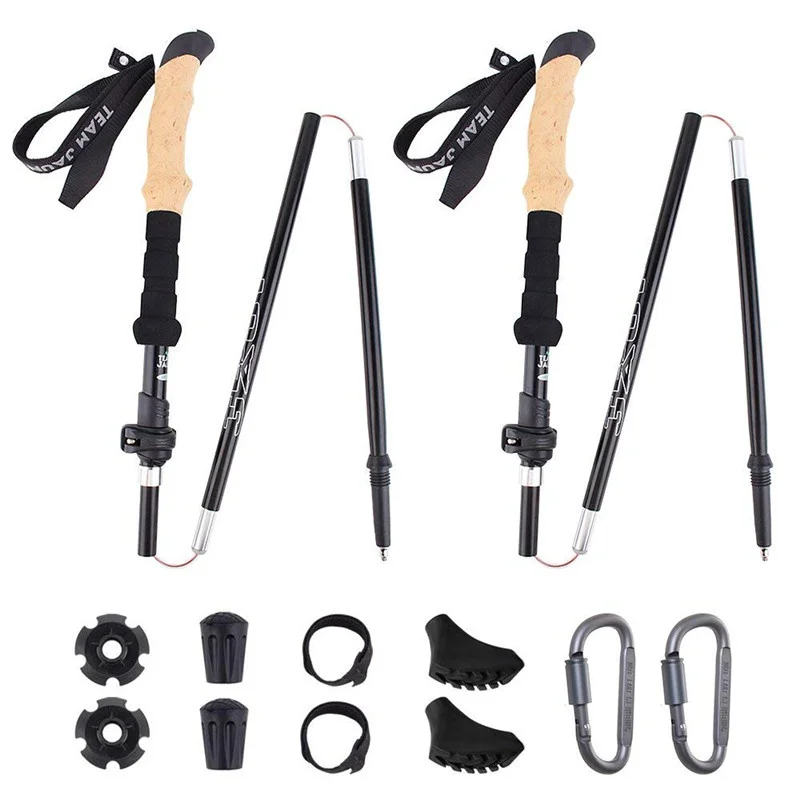 

2Pcs Hiking Walking Sticks Carbon Fiber Trekking Pole Ultralight Camping Hiking Foldable Nordic Walking Pole Telescopic Crutches