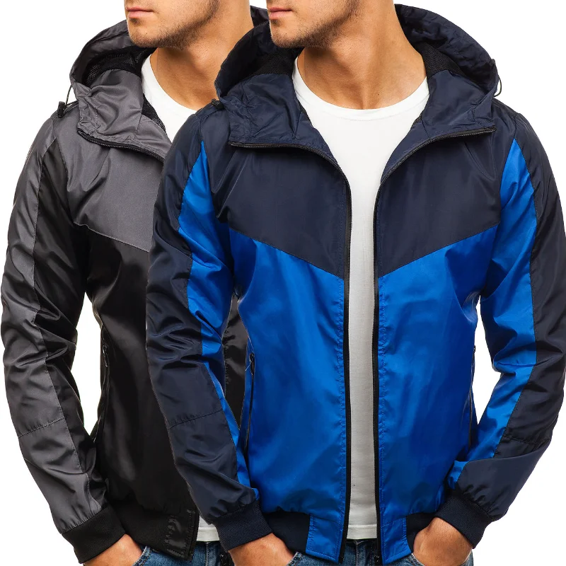 

Men's Jacket Autumn New Outdoor Leisure Climbing Jacket Men's Color Matching Zipper Hooded Jacket Coat