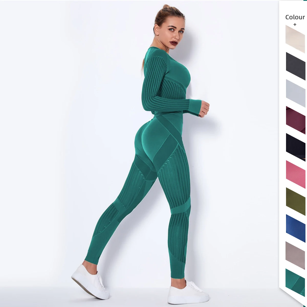 

Fitness Yoga Suits Women Push Up Seamless Leggings Gym Wear Training Outfit Workout Sports Bras Sets Two Pieces Sports Suits