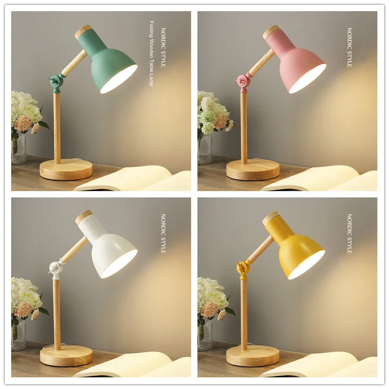 Креативный деревянный Настольный светильник Macaron светодиодный складной