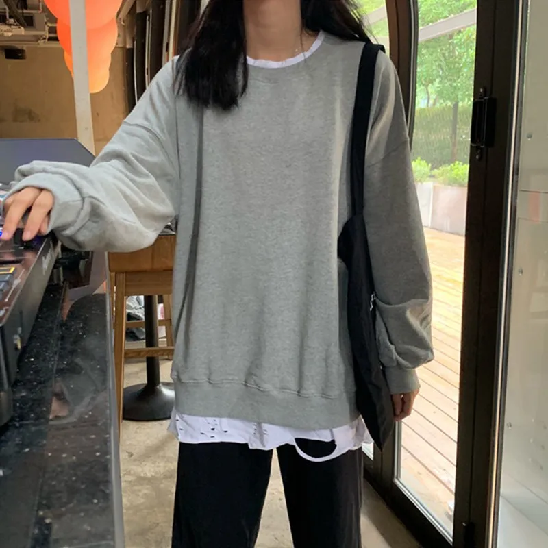 Autumn Winter Loose Sweatshirt Thick Knit Harajuku Solid Candy Color Female Pullover Tops Women Casual Hoodies | Женская одежда