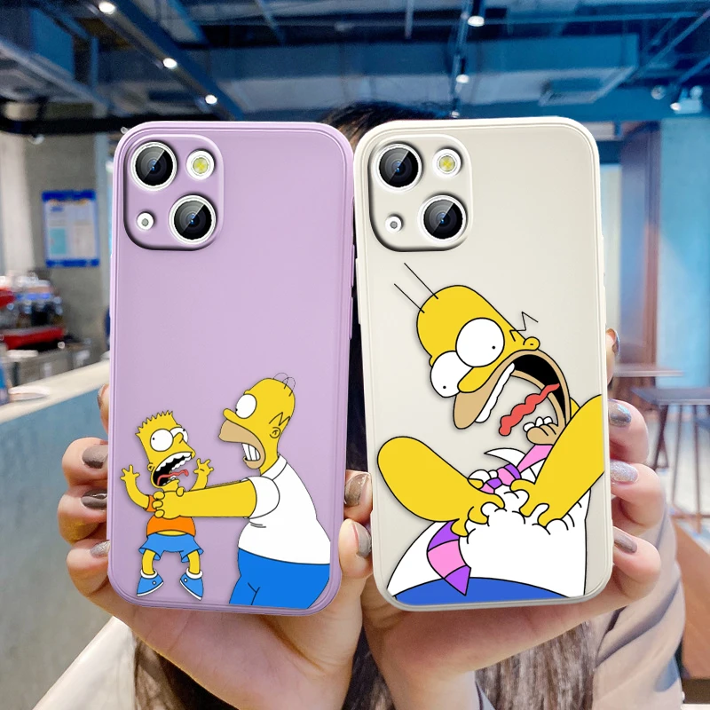 

Cute Cartoon The Simpson For Apple iPhone 13 12 Mini 11 Pro XS MAX XR X 8 7 6S SE Plus Liquid Silicone Soft Cover Phone Case