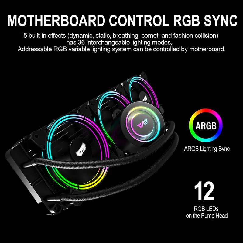 Охладитель воды darkFlash AIO CPU охлаждающий воду ПК кулер RGB PWM вентиляторы радиатор