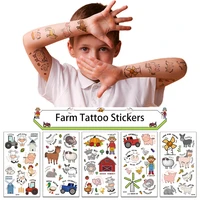 10pcslot farm children tattoo stickers temporary waterproof animal cartoon transfer tattoo kit body art arm face hand kid gift