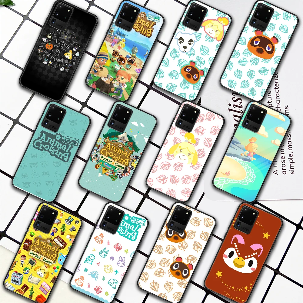 

Cartoon Cute Animal Crossing Game Phone Case For Samsung Galaxy S Note 6 7 8 9 10 E 20 UITRA FE 21 Plus Edge black Cell Tpu
