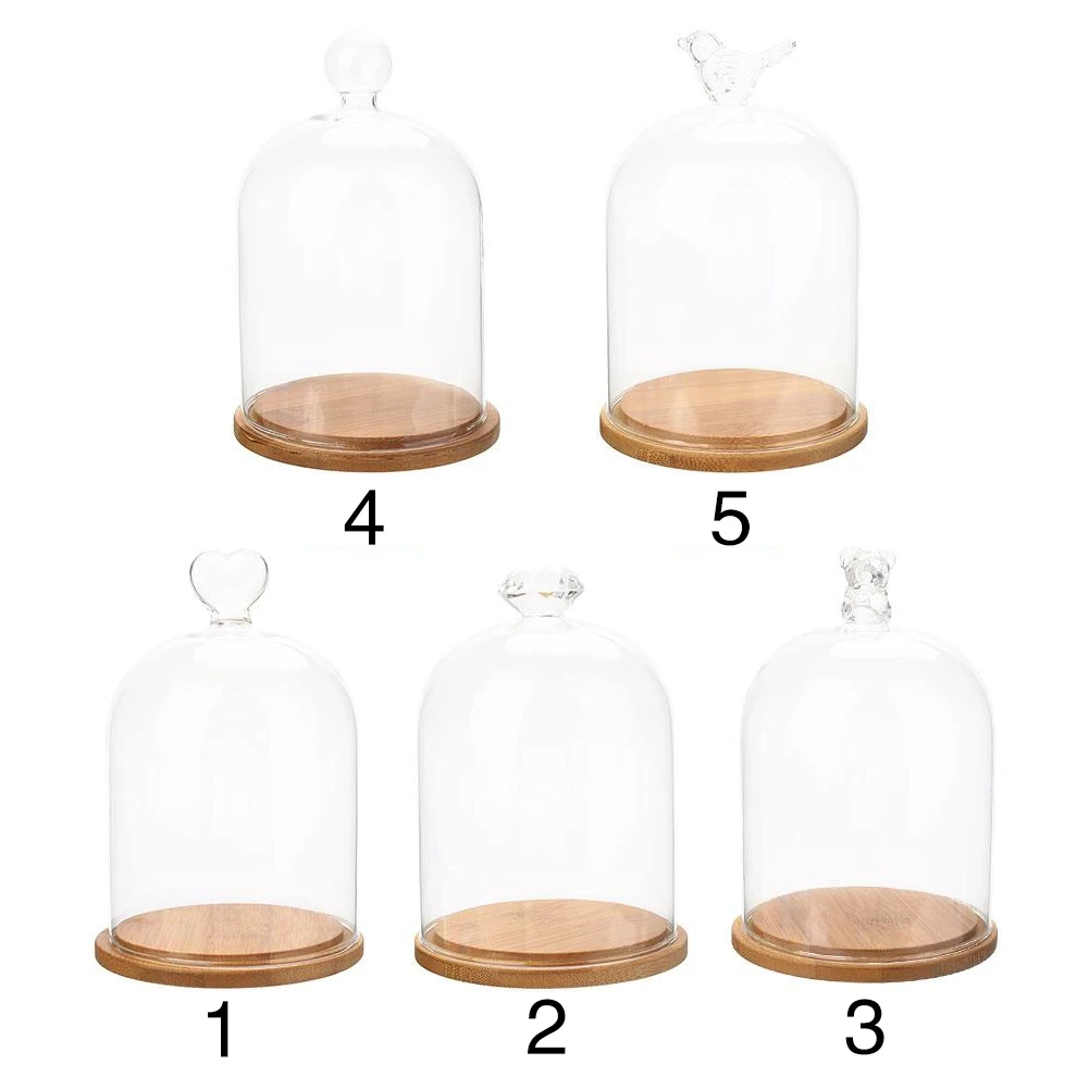 

Preserved Fresh Rose Vase Flower Glass Cover Floral Decor Creative Decorating Bird Bear Love Heart Valentine's Day Gift Ornament