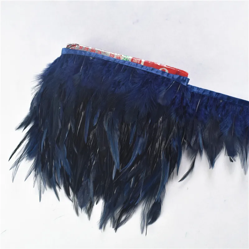 Оптовая продажа 10 м/лот темно-синие перья фазана отделка бахрома курица