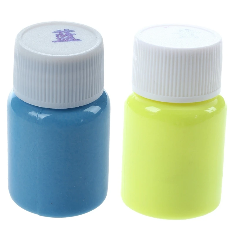 

2PCS 20G Glow in the Dark Acrylic Luminous Paint Bright Pigment Party Decoration, Blue & Golden Yellow