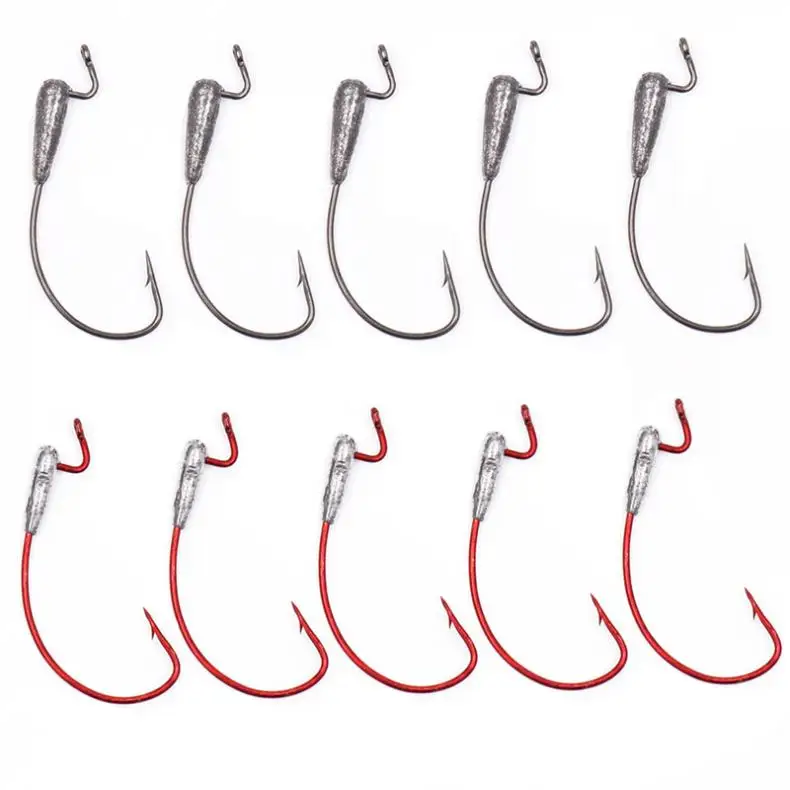 5 шт./лот рыболовный крючок Мягкая приманка свинцовый рыболовная снасть Красный 2