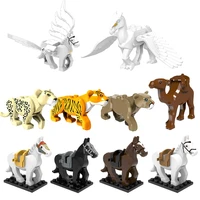 figures animals flying horse elephant tiger leopard bear dinosaur wolf toys for children diy kids building blocks animal
