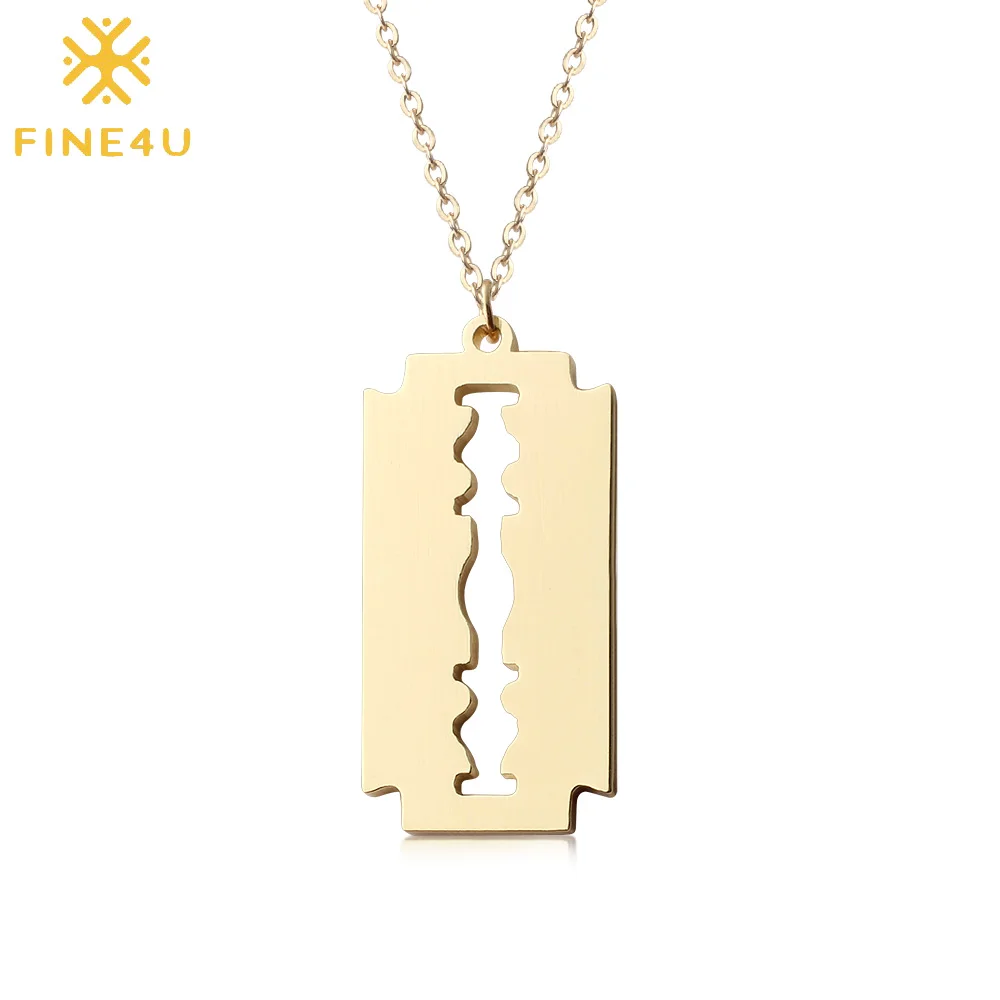 Ожерелье с подвеской из нержавеющей стали лезвием для бритья 3 цвета|Ожерелья