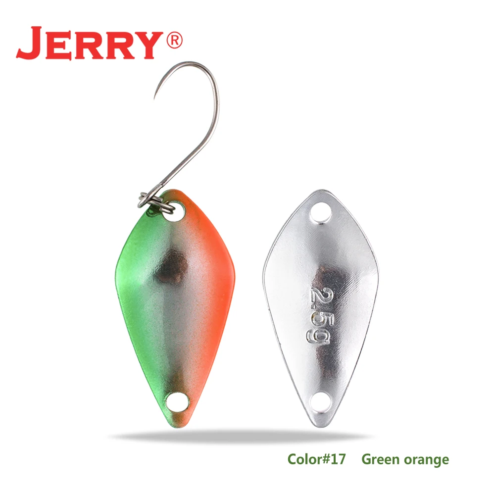 Jerry 2,5 г 3,5 г 5,5 г маленькие микро рыболовные ложки форель Колеблющаяся блесна для рыбалки Спиннер приманка двухсторонний цвет - Цвет: green orange