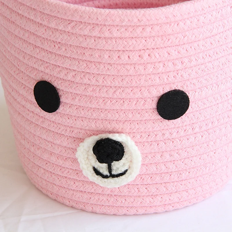 

Bear Cotton Rope Storage Baskets Woven Dirty Clothes Laundry Basket Kids Toys Desktop Sundries Organizer Box