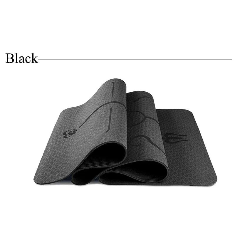 Black 1830*610*6mm TPE Yoga Mat with Position Line Non-slip and Tasteless Fitness Mat Pilates Beginner Environmental Fitness Gymnastic - Цвет: Black
