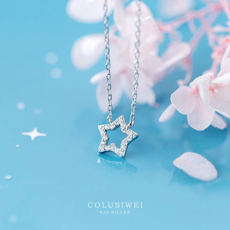 

Colusiwei New 925 Sterling Silver Twinkle Cute Mini Star Pendant Necklace for Women Link Chain Fashion Wedding Fine Jewelry Gift