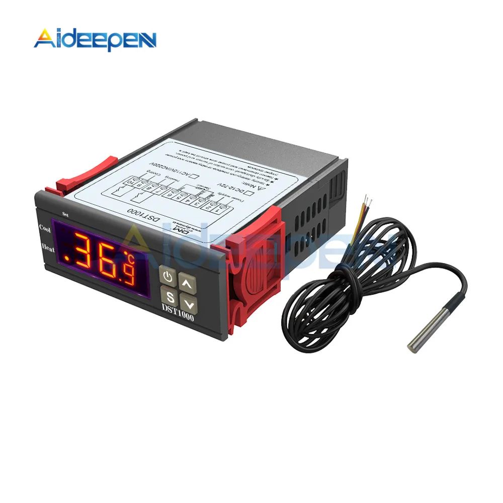DST1000 STC-1000 12 В 24 в 110 В 220 В светодиодный цифровой регулятор температуры инкубатор терморегулятор Термостат с нагревателем охладитель