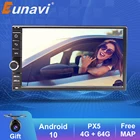 Автомагнитола Eunavi, 2 Din, универсальная мультимедийная система на Android 10, GPS, Wi-Fi, навигация, сенсорный экран, сабвуфер