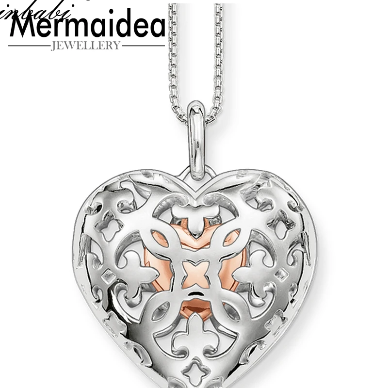 Ожерелье медальон в форме сердца цепочка из звеньев романтический подарок