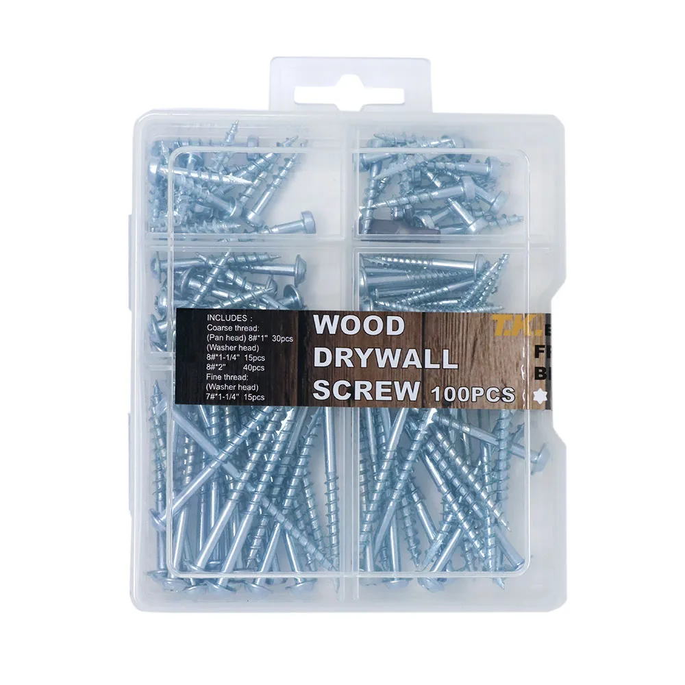 

T.K. Excellent Pocket Screws Decking Screws Wood Screw Kit,Z/P,100Pcs+Free Bit