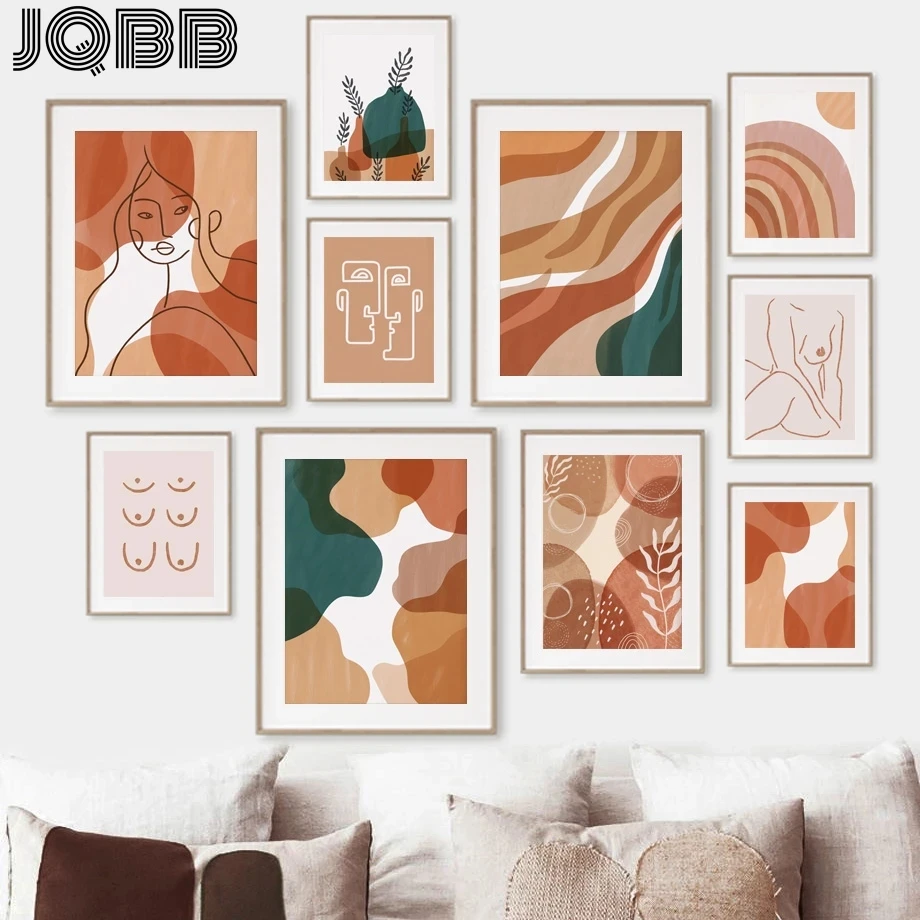 

Bohemian Abstract Woman Nude Lines Rainbow Wall Art Canvas Painting Posters And Prints Living Room Decor Nordic Style Decoration