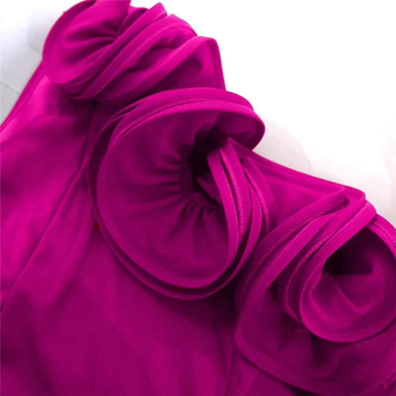 

Women One Shoulder Ruffles Sexy Jumpsuits Irregular Sleeve Elastic High Waist Summer Autumn Overall Bodysuits Female Plus Size