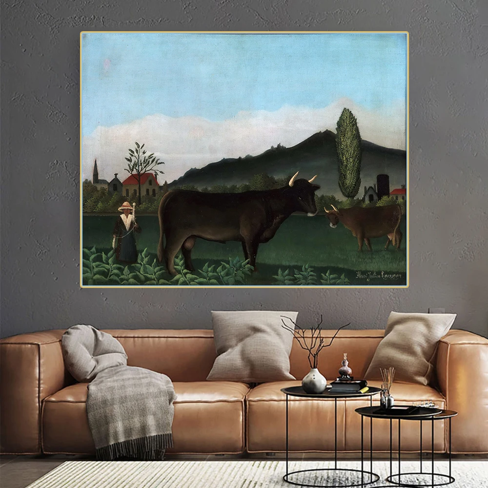 Цитон Анри · Руссо Landscape пейзаж с крупного рогатого скота Canvas холст искусство