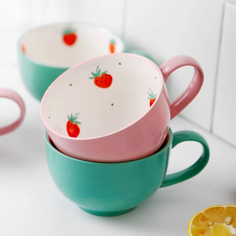 Милая кофейная кружка фарфоровая Экологичная клубника эспрессо чашки и кружки