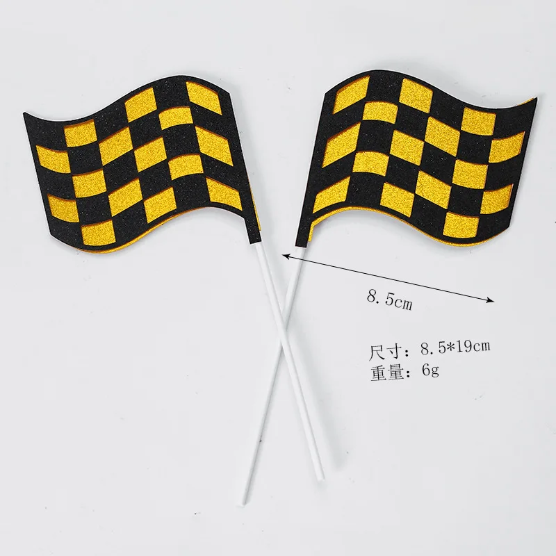 Украшение для торта флаг гоночной машины Happy топперы на день рождения 2 шт. -