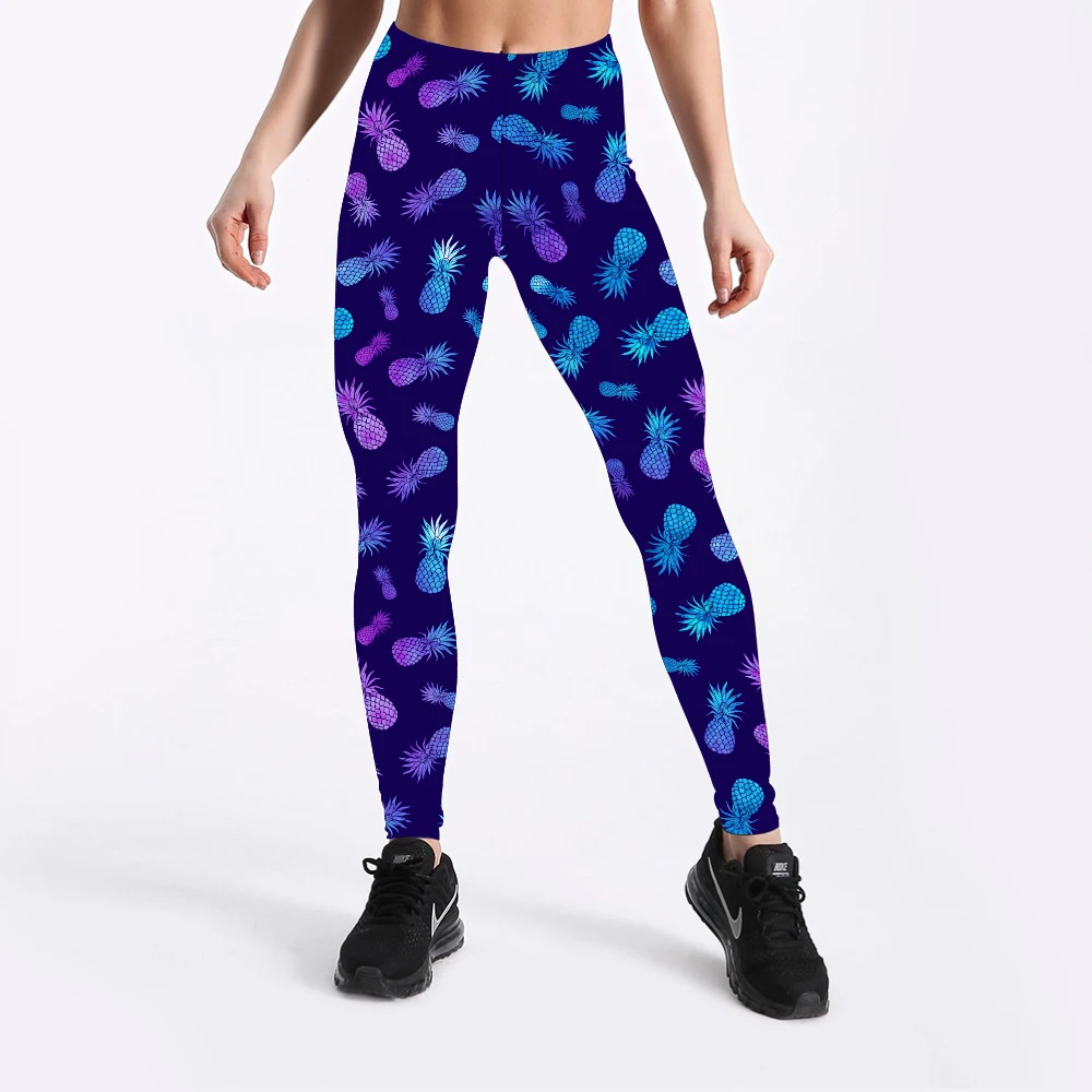 Женские леггинсы с ананасовым принтом очень мягкие из персиковой кожи бабочками