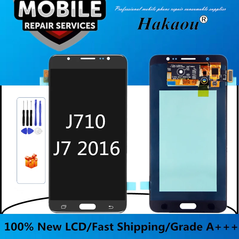 TFT/Amoled дисплей для Pantalla samsung J7 2016 J710F J710FN J710M J710H J7108 ЖК экран сенсорный дигитайзер в