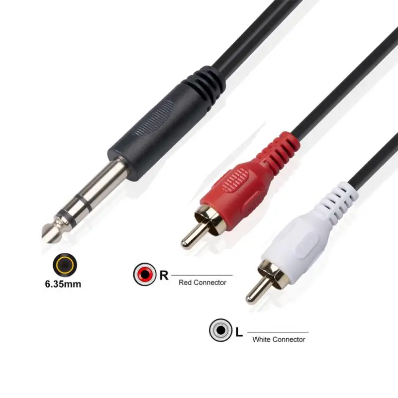 1 5 м двойной 6 35 до 2 RCA кабель Линия к усилителю аудиосигнала позолоченная линия