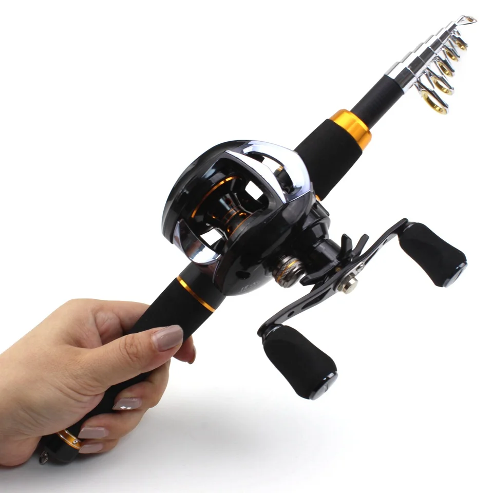 1.65M carbon Telescopic Casting  Fishing Rod and 18BB Casting  Reels  a lot of Hook Lures Hard Fishing Bag Fishing Tackle Set enlarge