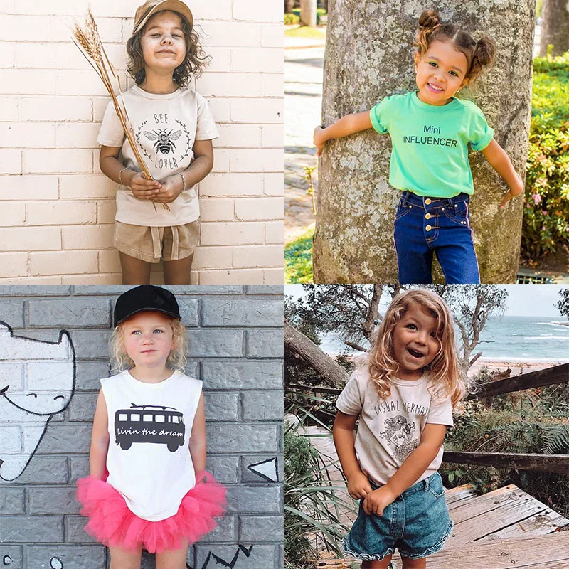 Летняя футболка для маленьких девочек хлопковая Детская с короткими рукавами и