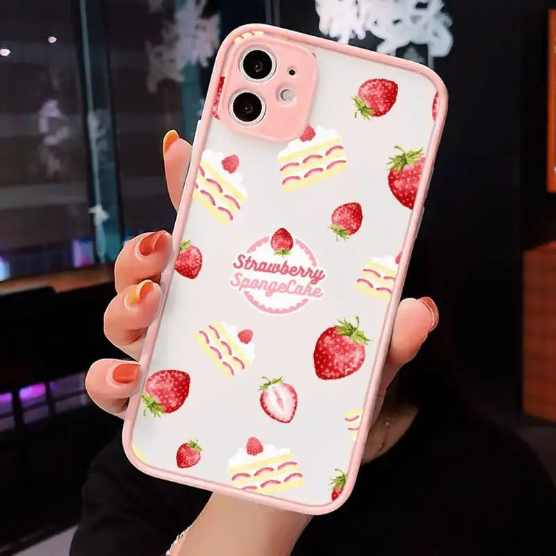 

strawberry Phone Cases matte transparent For Pink iPhone 7 8 x xs xr 11 12 pro plus max mini Clear Funda