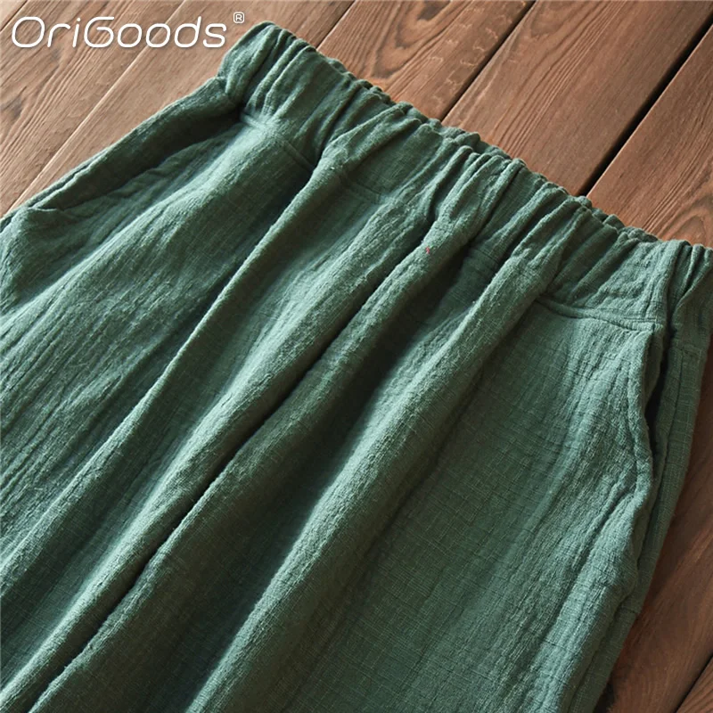 Женские шаровары OriGoods винтажные повседневные брюки Новинка лета 2021 однотонные