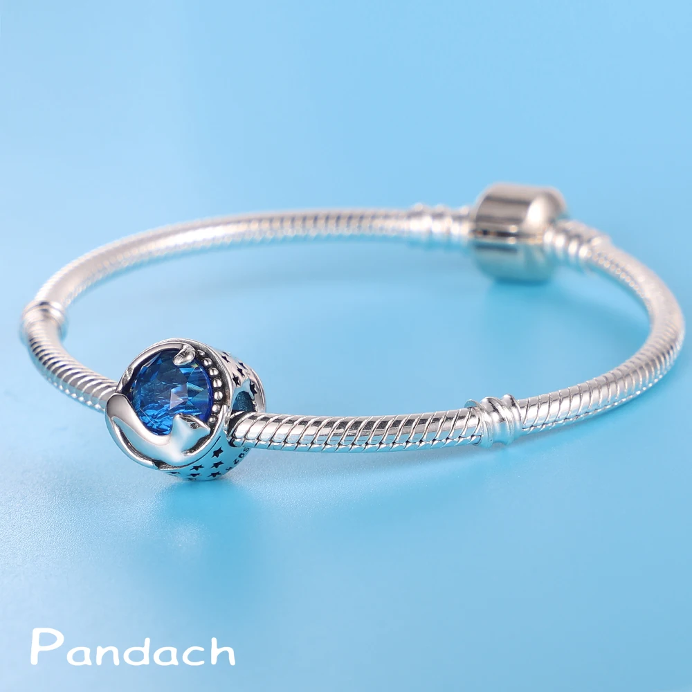 

925 silver color Elegant Blue Zircon Cat Beads Charms Fit Original 925 Pandora Bracelet&Bangle Making Fashion Jewelry For Women