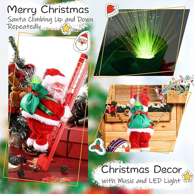 Decoraci&oacute;n navide&ntilde;a de Pap&aacute; Noel, escalera el&eacute;ctrica para escalar, cuentas, regalos de Navidad para ni&ntilde;os, Juguetes-5